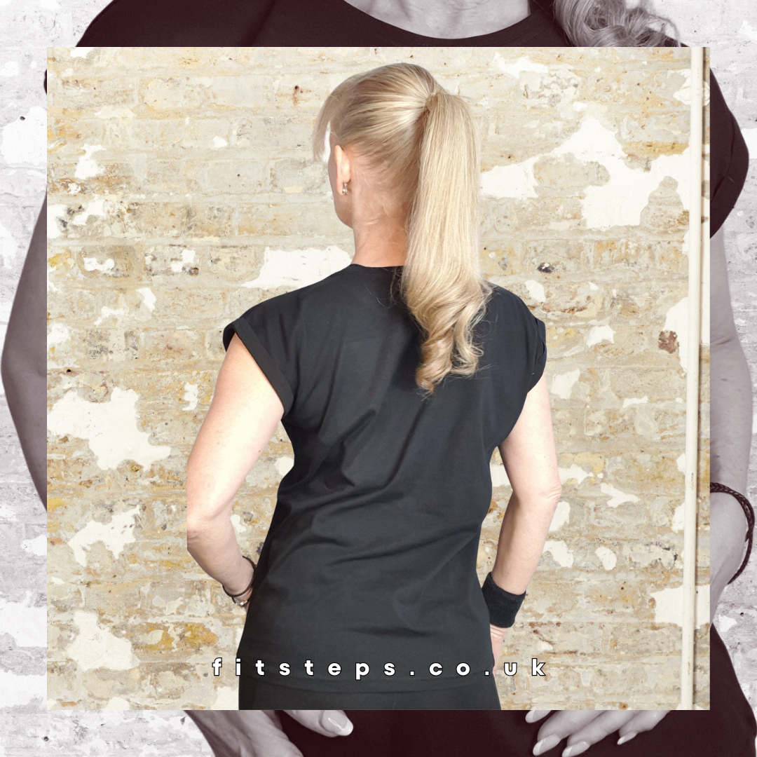 Summer Fiesta Capped Sleeve Tee - Black