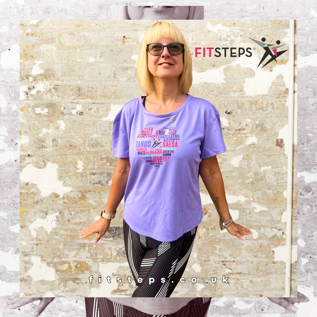 FitSteps Heart Design Open Backed Tee in Lavender