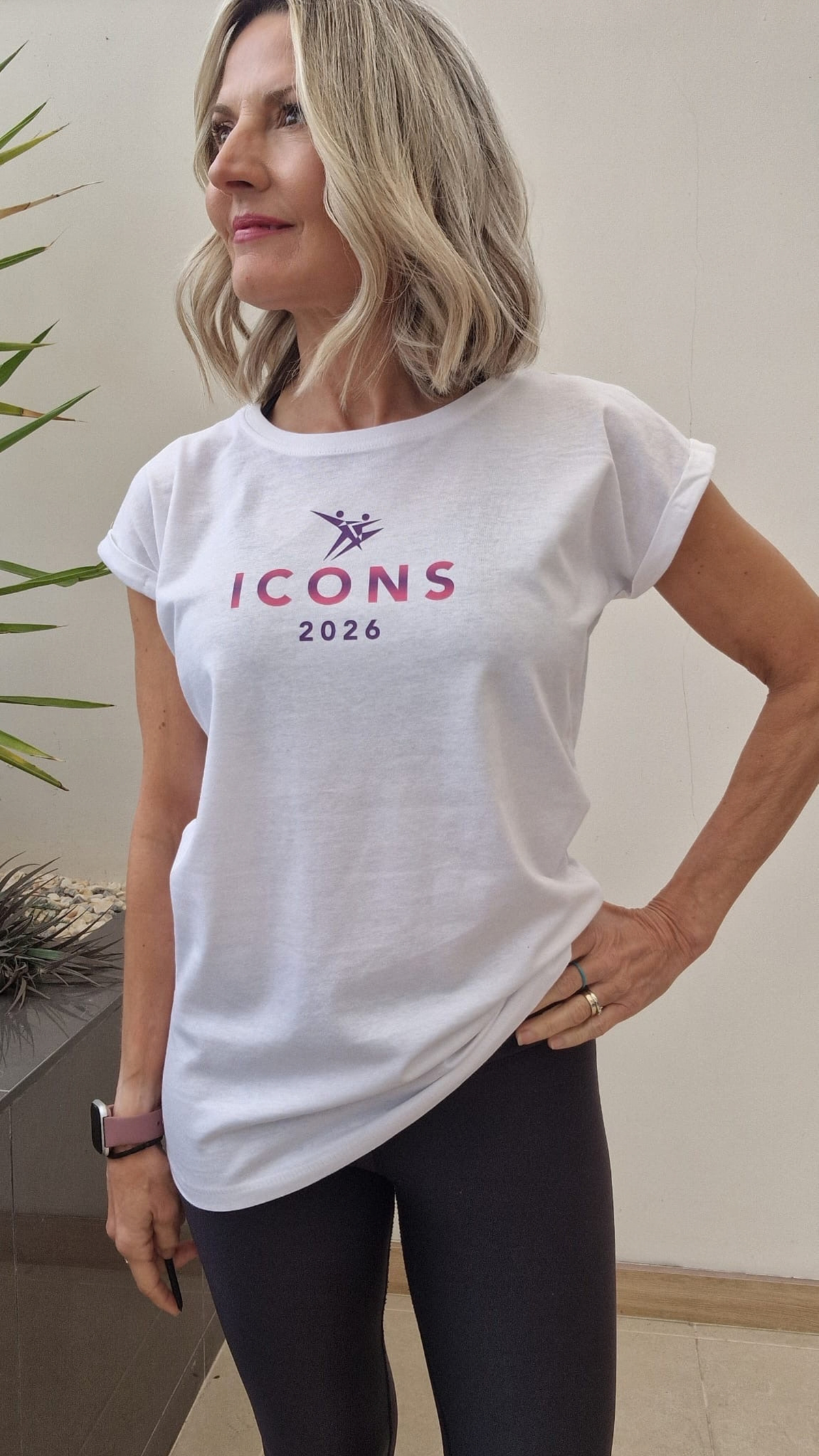 FitSteps ICONIC Capped Sleeve Tee Logo (White)