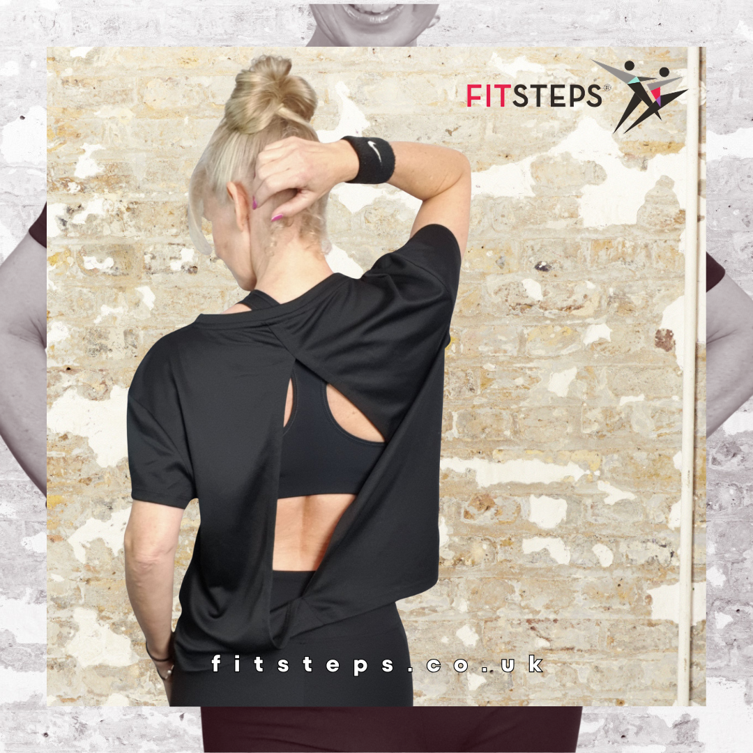 FitSteps Heart Design Open Backed Tee Black