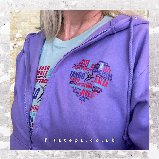 FitSteps Heart Design Relaxed Fit Zip Up Lavender