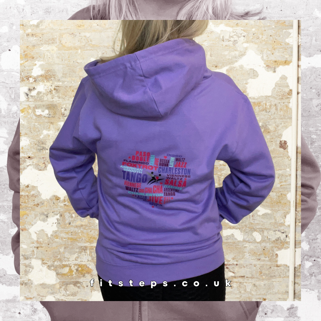 FitSteps Heart Design Relaxed Fit Zip Up Lavender