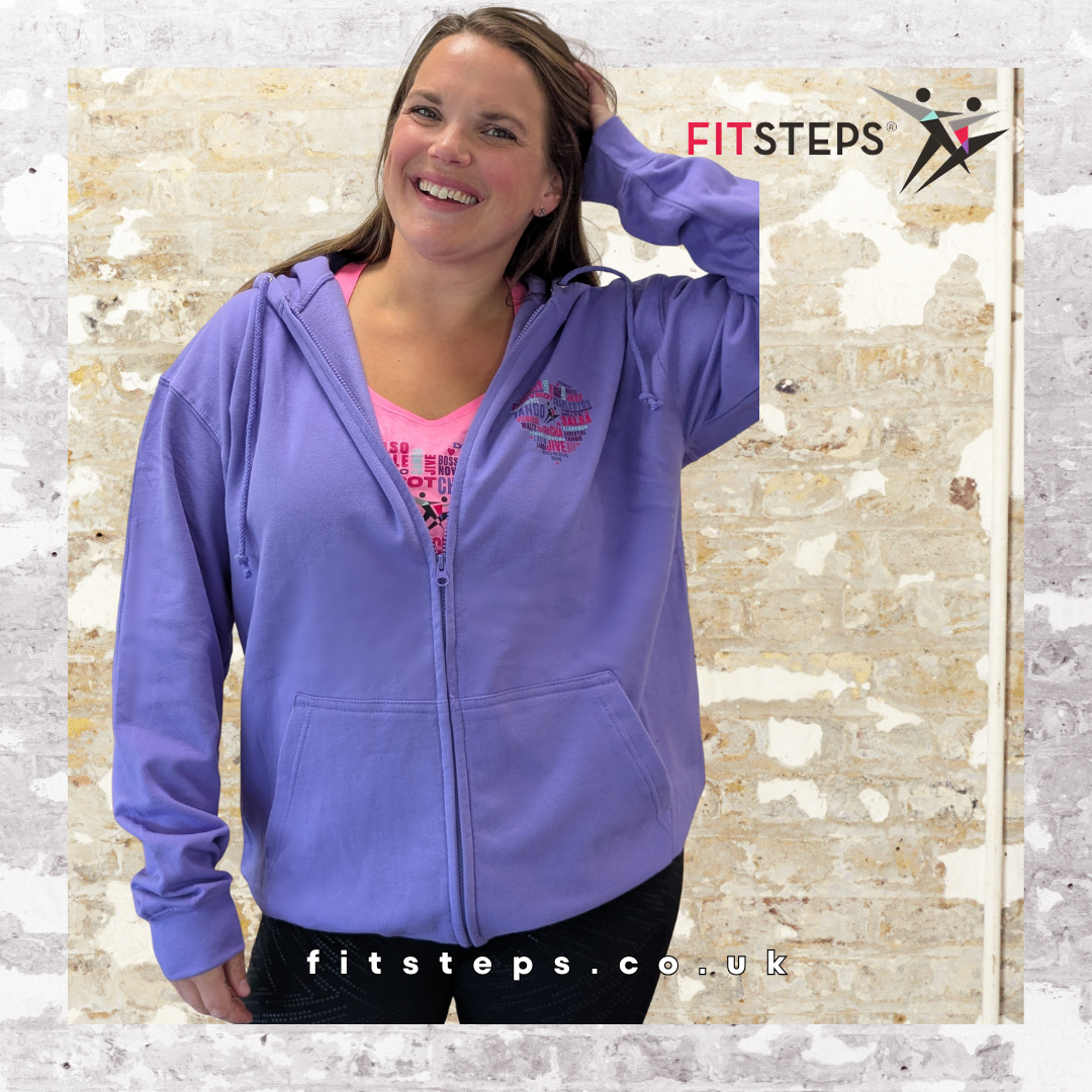 FitSteps Heart Design Relaxed Fit Zip Up Lavender