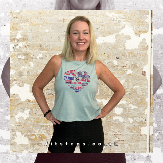*NEW Heart Design Racer Backed Cropped Tank Mint