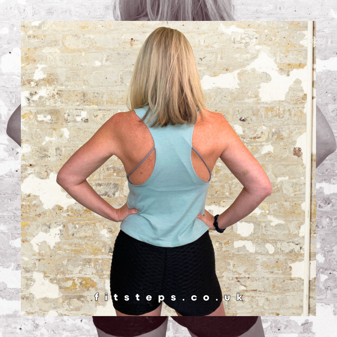 *NEW Heart Design Racer Backed Cropped Tank Mint