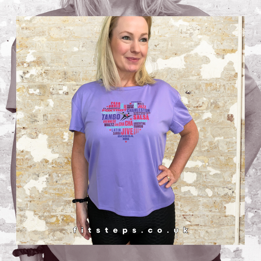 FitSteps Heart Design Open Backed Tee in Lavender