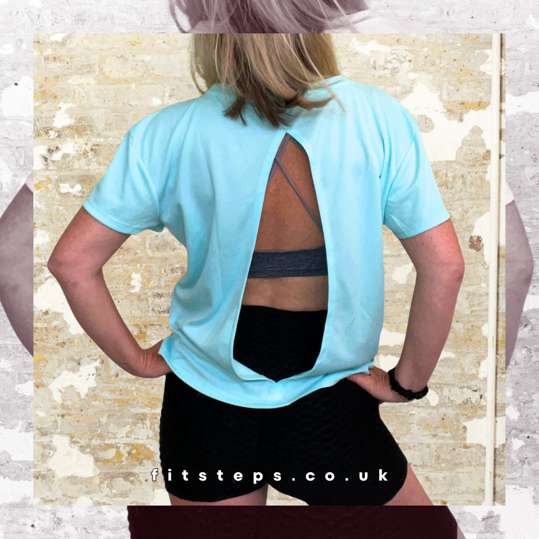 FitSteps Heart Design Open Backed Tee in Mint
