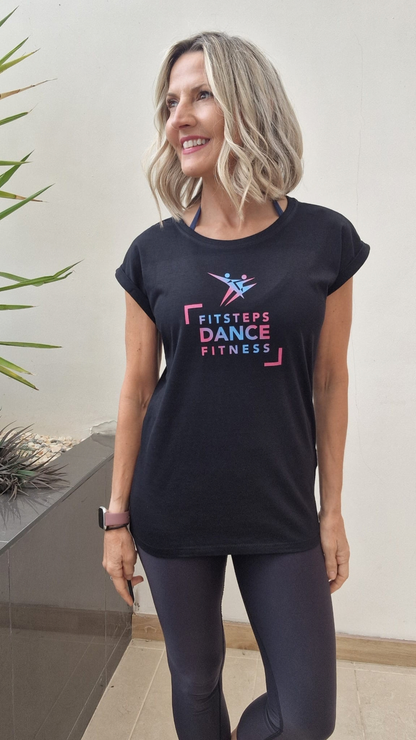 FitSteps ICONIC Capped Sleeve Tee Logo (Black)