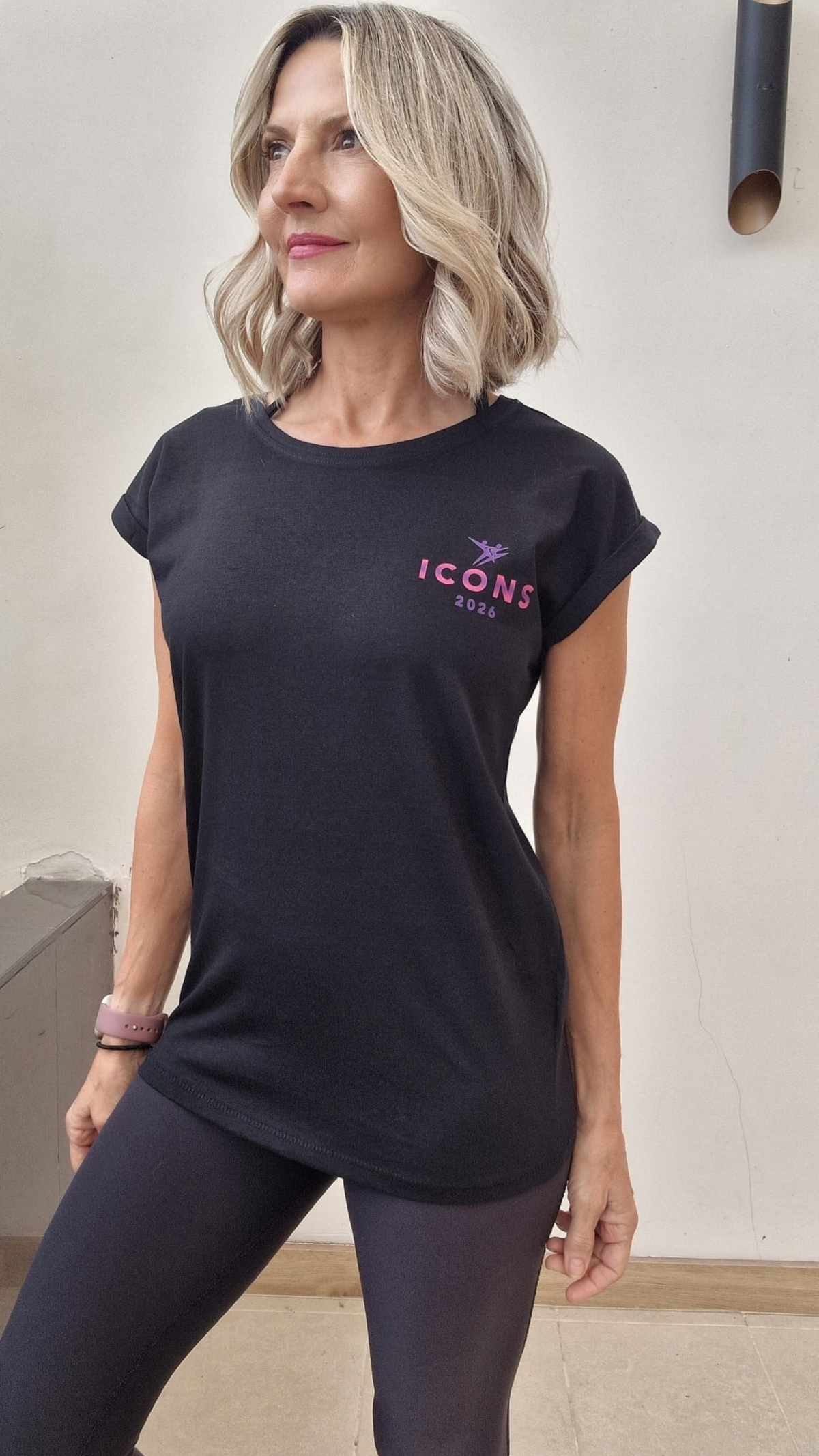 FitSteps ICONIC Capped Sleeve Tee Slogan (Black)
