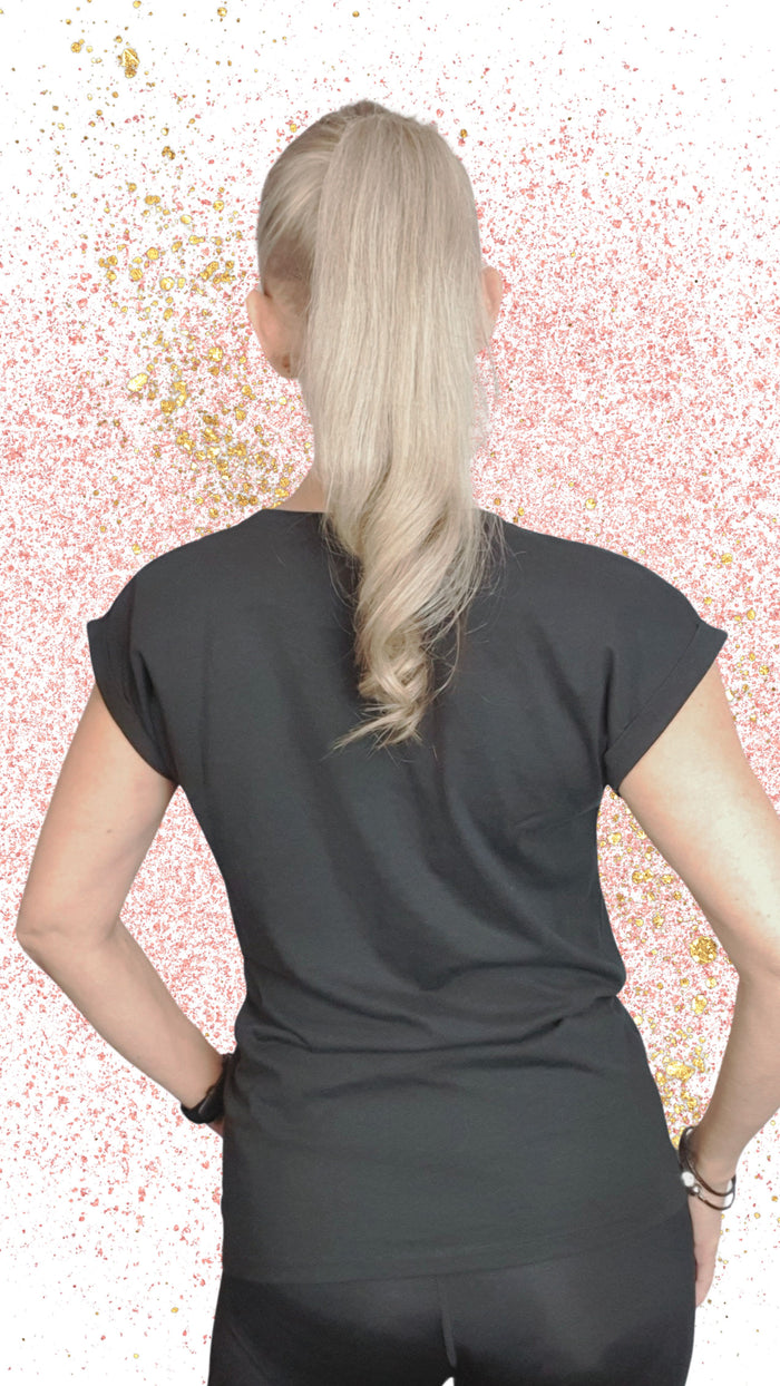 Diamanté Range - Heart Capped Sleeve Tee