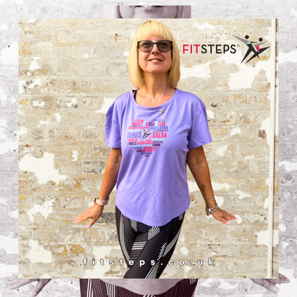 FitSteps Heart Design Open Backed Tee in Lavender