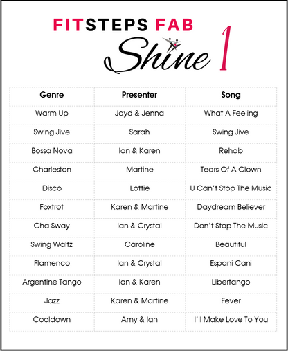 SHINE Instructor Routines– FAB Workout 1 (Ideal for new clients)