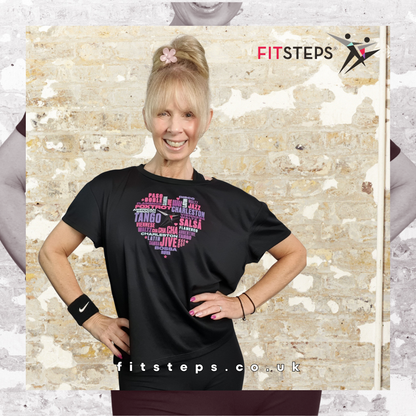 FitSteps Heart Design Open Backed Tee Black