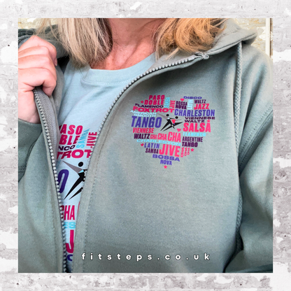 FitSteps Heart Design Relaxed Fit Zip Up Soft Mint