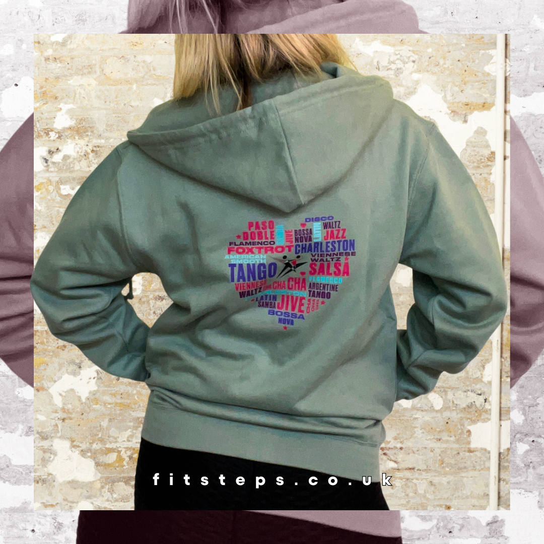 FitSteps Heart Design Relaxed Fit Zip Up Soft Mint