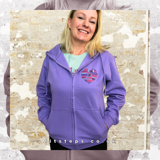 FitSteps Heart Design Relaxed Fit Zip Up Lavender