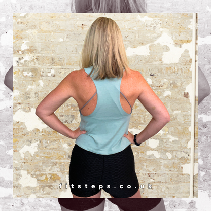 *NEW Heart Design Racer Backed Cropped Tank Mint