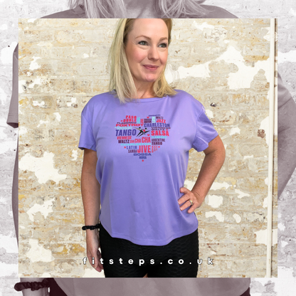 FitSteps Heart Design Open Backed Tee in Lavender