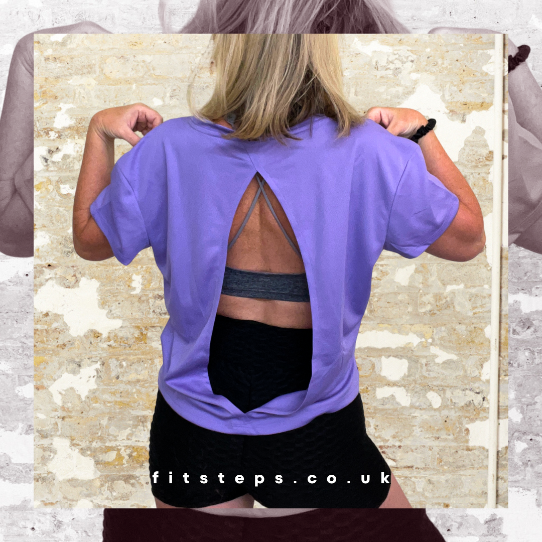 FitSteps Heart Design Open Backed Tee in Lavender