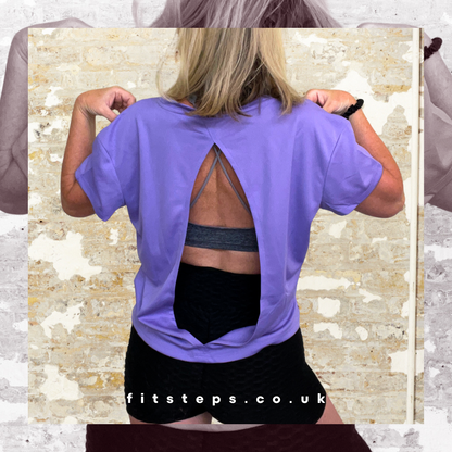 FitSteps Heart Design Open Backed Tee in Lavender