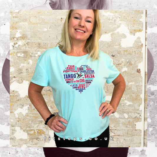 FitSteps Heart Design Open Backed Tee in Mint