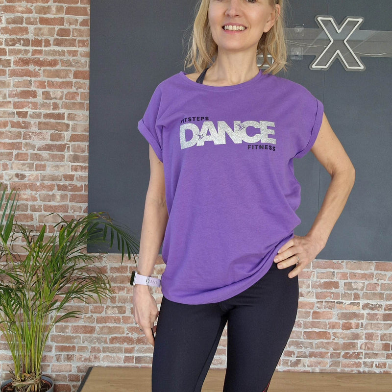 Purple FitSteps Dance Fitness Capped Sleeve Tee