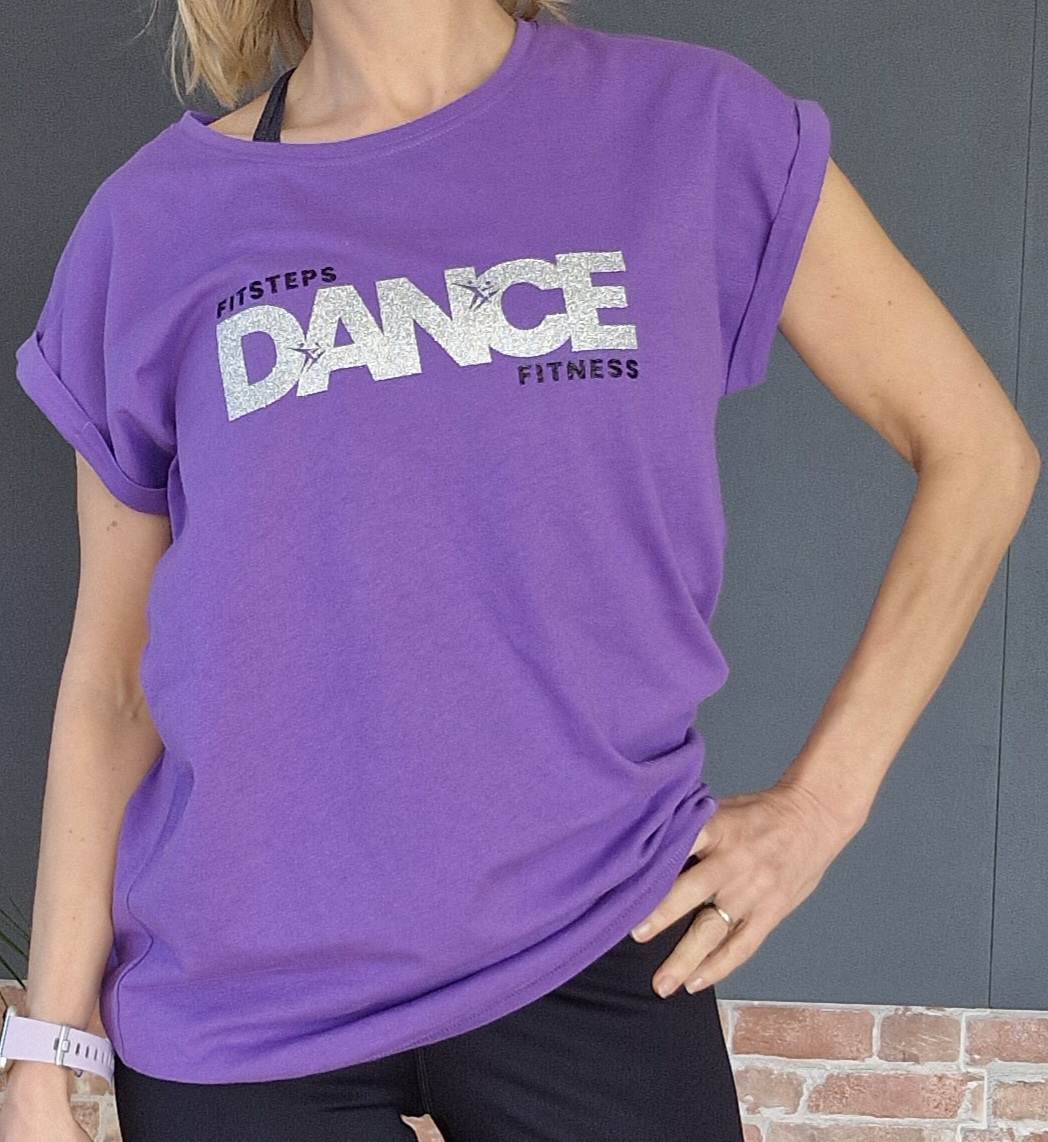Purple FitSteps Dance Fitness Capped Sleeve Tee